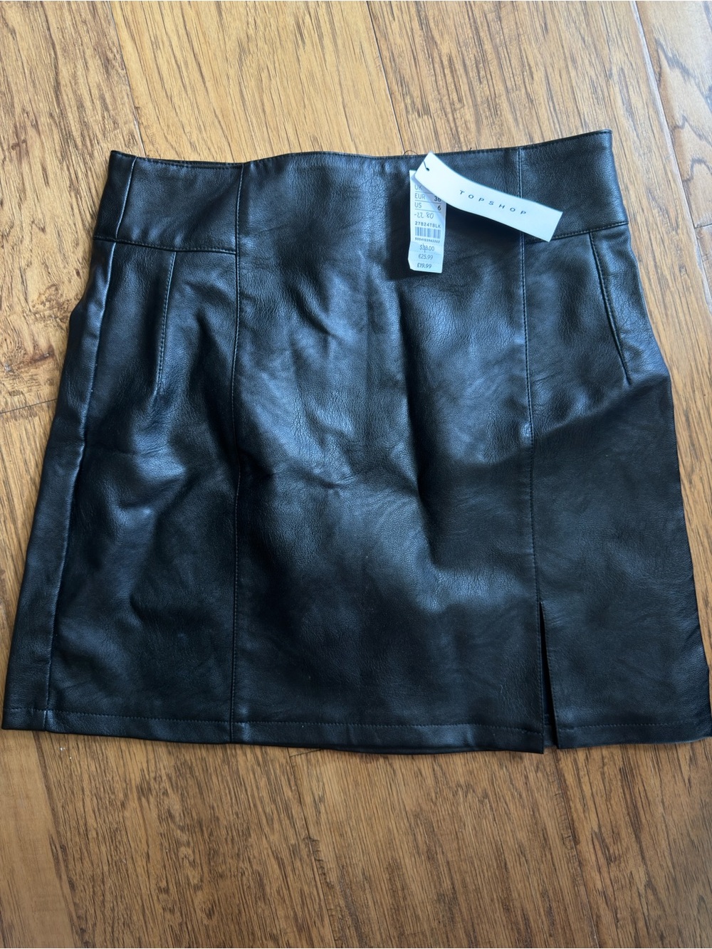Topshop Black Faux Leather Mini Skirt Size 6